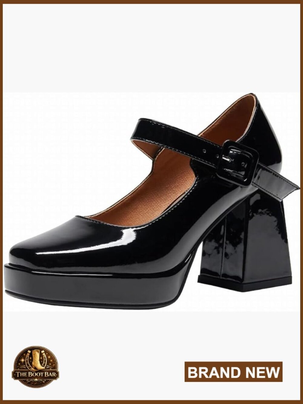 Chunky Block Heel Mary Jane Shoes Square Toe Platform Pumps